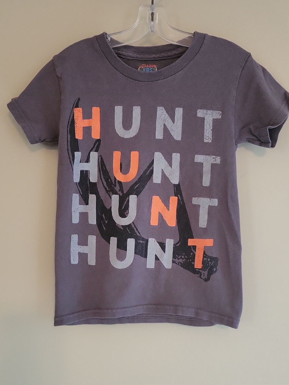 Outdoor Kids "HUNT" charcoal tee shirt
